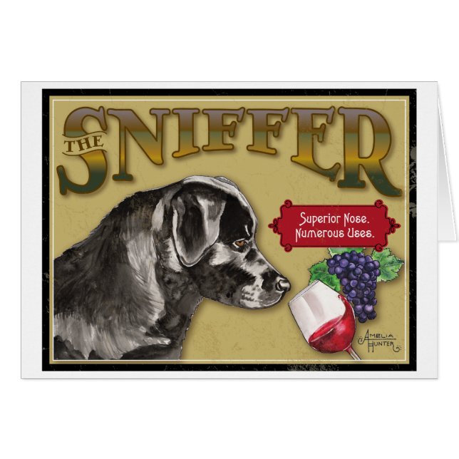 Svart lab hälsningskort (Framsidan Horizontal)