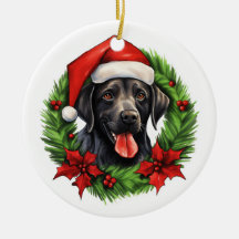 Svart lab hämtning av helgdag-krans