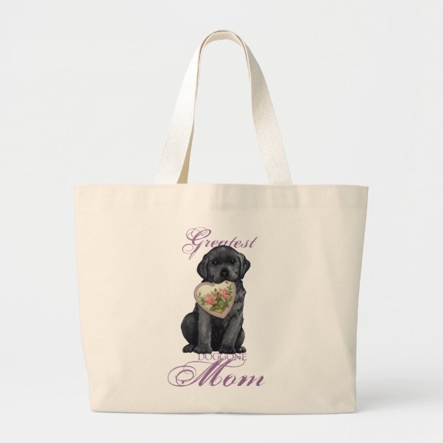 Svart lab Heart Mamma Jumbo Tygkasse (Framsidan)