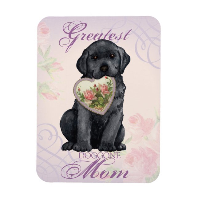 Svart lab Heart Mamma Magnet (Vertikal)