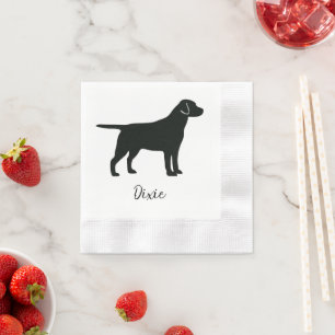 Svart lab Hund Add Namn Napkins Pappersservett