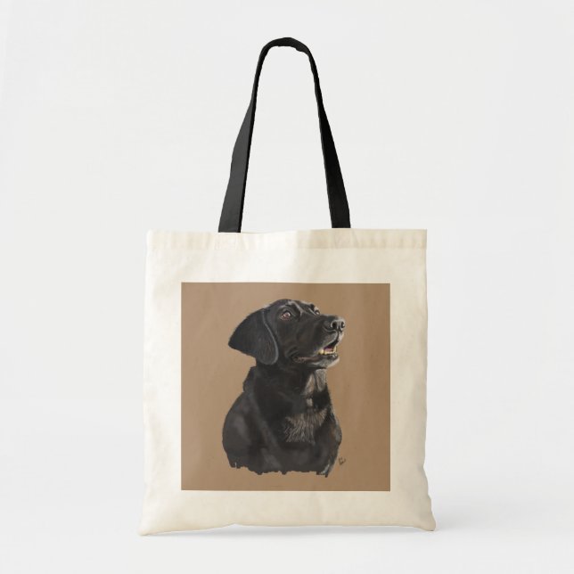Svart lab Hund Art Tote Bag Tygkasse (Framsidan)
