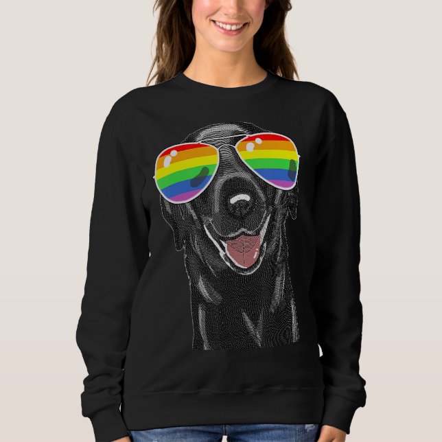 Svart lab Hund Flagga Sunglass HBT T Shirt (Framsida)