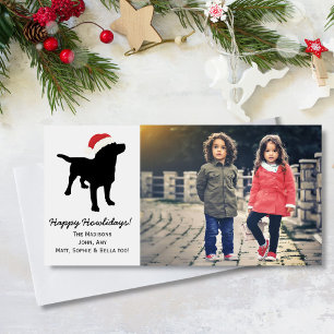 Svart lab hund för jul som ha på sig julkort