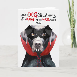 Svart lab Hund Funny Count DOGcula Halloween Helgkort