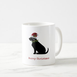 Svart lab Hund God jul Santa Hat Holly-Roligten Kaffemugg