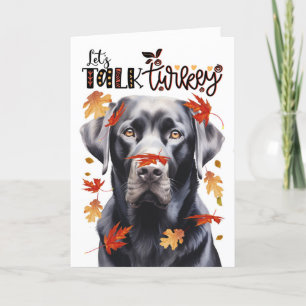 Svart lab Hund i thanksgiving Lets Prata med Turki Helgkort
