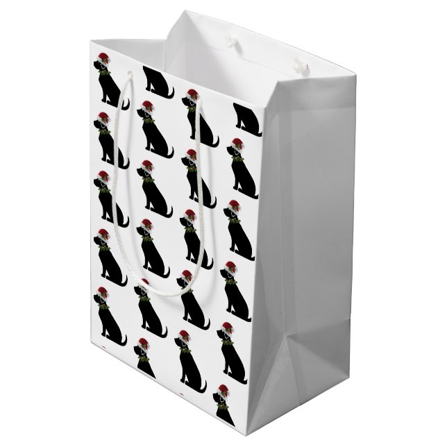 Svart lab Hund jultomten Hat Holly Modern (Baksidan Vinklad)