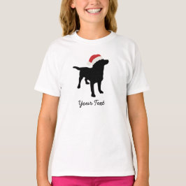 Svart lab hund med den julSanta hatten Tee Shirt