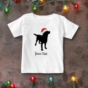 Svart lab Hund med jultomten Hat Tee Shirt