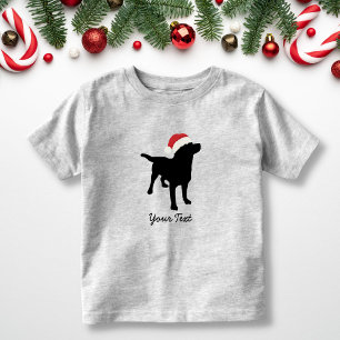 Svart lab Hund med jultomten Hat Tee Shirt