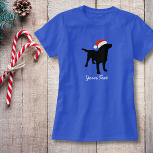 Svart lab Hund med Jultomten julklapp T Shirt