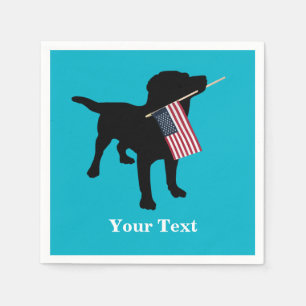 Svart lab hund med USA amerikanska flaggan, 4th av Pappersservett