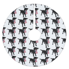 Svart lab hund med USA amerikanska flaggan, jul Julgransmatta Borstad Polyester