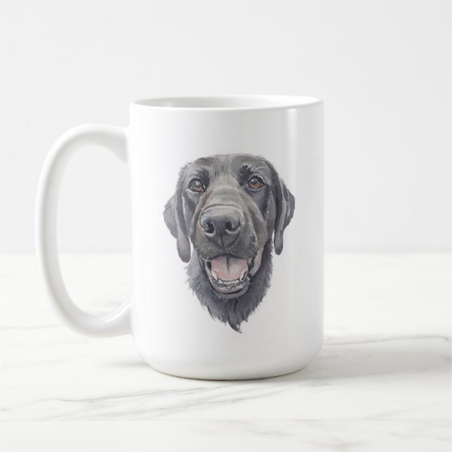 svart lab Hund Mugg | 15 oz (Vänster)