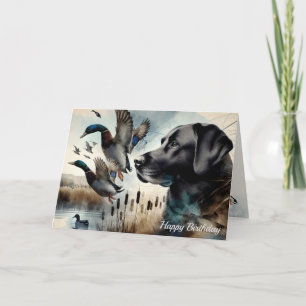 Svart lab Hund och Ankor födelsedag Kort