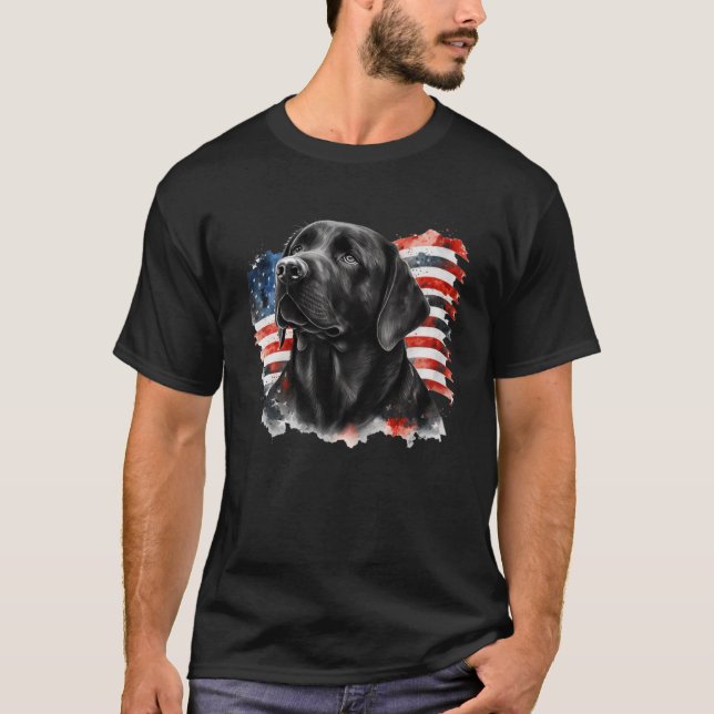 Svart lab Hund Patriotic A Tribute of American Cou T Shirt (Framsida)