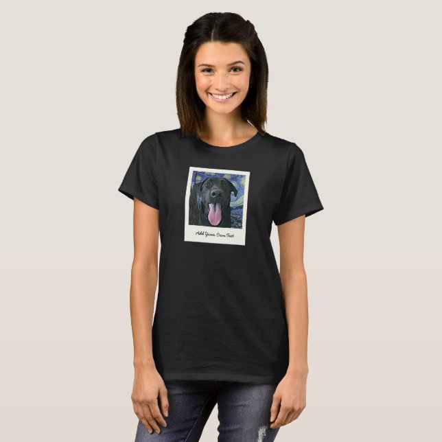 svart lab Hund Pet-Personlig - foto och text T-S T Shirt (Hel framsida)
