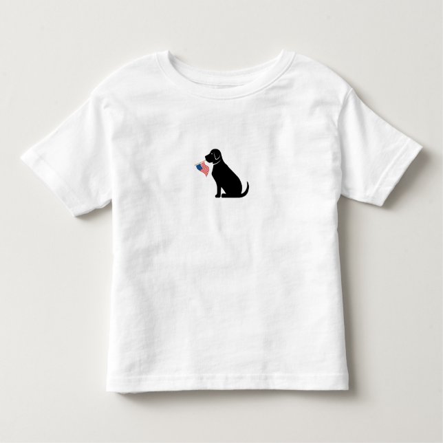 Svart lab Hund Silhouette American Flagga Patrioti T Shirt (Framsida)