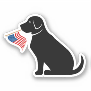 Svart lab Hund Silhouette American Flagga USA Klistermärken