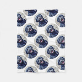 Svart lab huvud fleecefilt