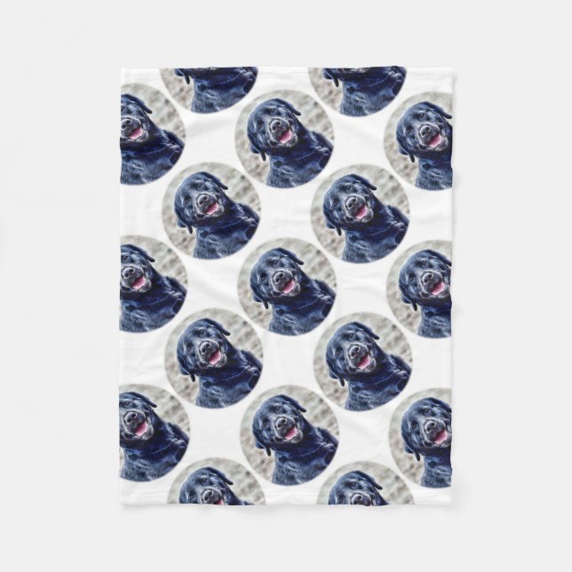 Svart lab huvud fleecefilt (Framsidan)