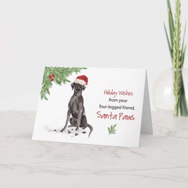 Svart lab jul från Hund i Funny Santa Hat Kort (Framsida)
