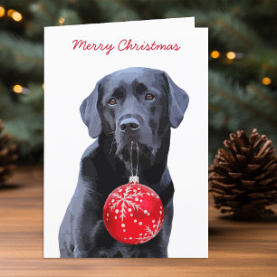 Svart lab jul - Labrador Helgdag - Svarta Hund Helgkort