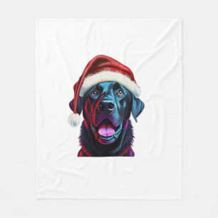 Svart lab jul Magic_ Labrador i Santa Hat Fleecefilt