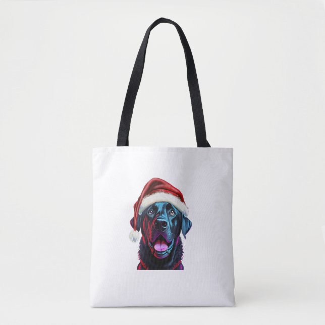 Svart lab jul Magic_ Labrador i Santa Hat Tygkasse (Framsida)