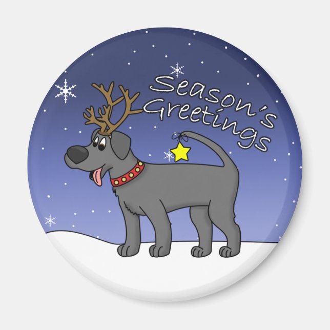 Svart lab jul magnet (Framsidan)