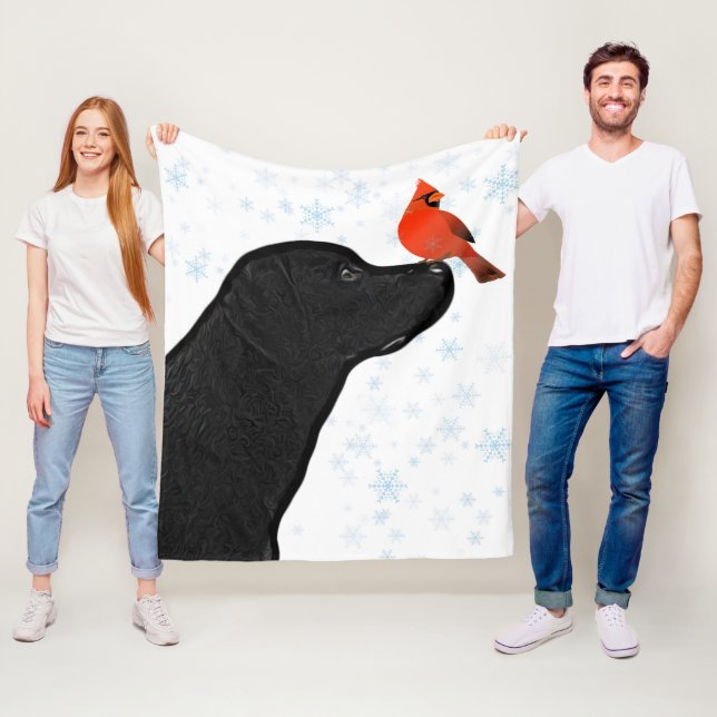 Svart lab jul och kardinal jul fleecefilt (På plats)