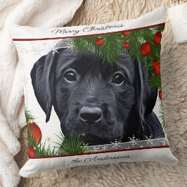 Svart lab jul - Personlig Puppy Labrador Kudde