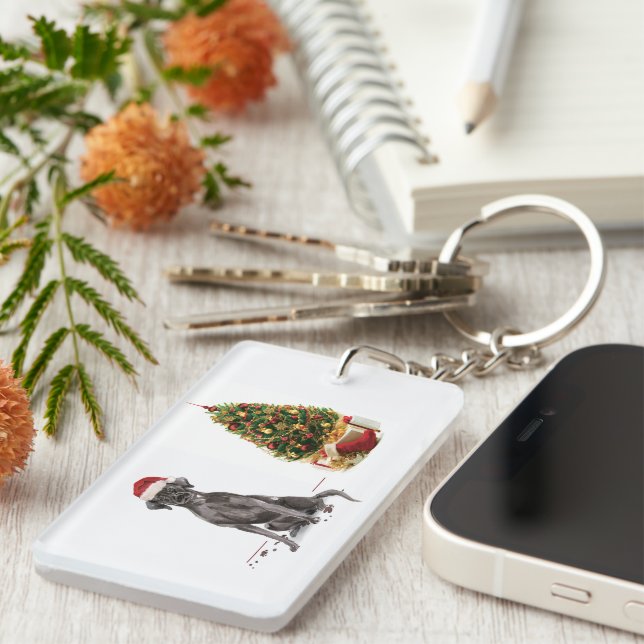 Svart lab julafton Hund och Träd (Högra Framsidan)