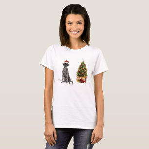 Svart lab julafton Hund och Träd T Shirt