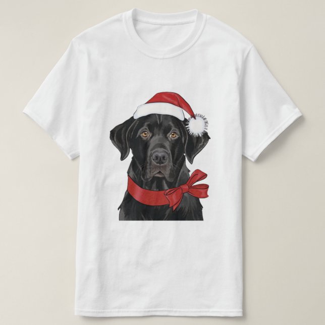 Svart lab julHund T Shirt (Design framsida)
