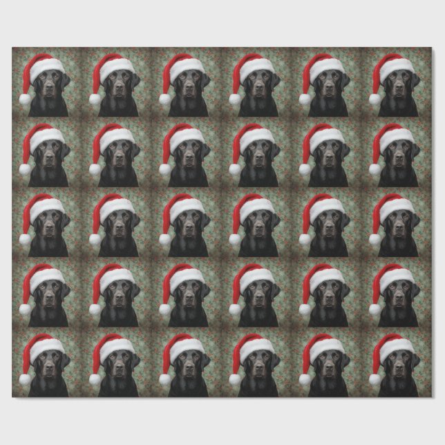 Svart lab julklappspapper presentpapper (Platt)