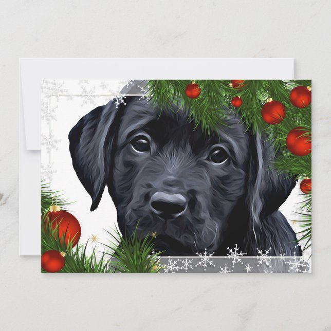 Svart lab julkort - Cute Hund Puppy Labrador (Framsida)