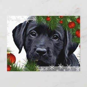 Svart lab julkort - Cute Hund Puppy Labrador Helg Vykort