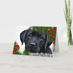 Svart lab julkort - Cute Hund Puppy Labrador Helgkort