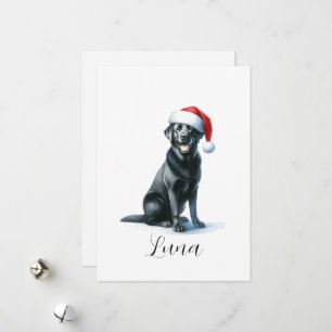 Svart lab julkort i Santa Hat-Helgdag Hund