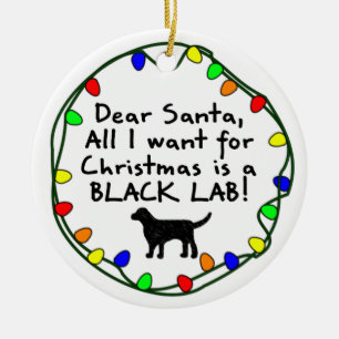 Svart lab kära Santa Julgransprydnad Keramik