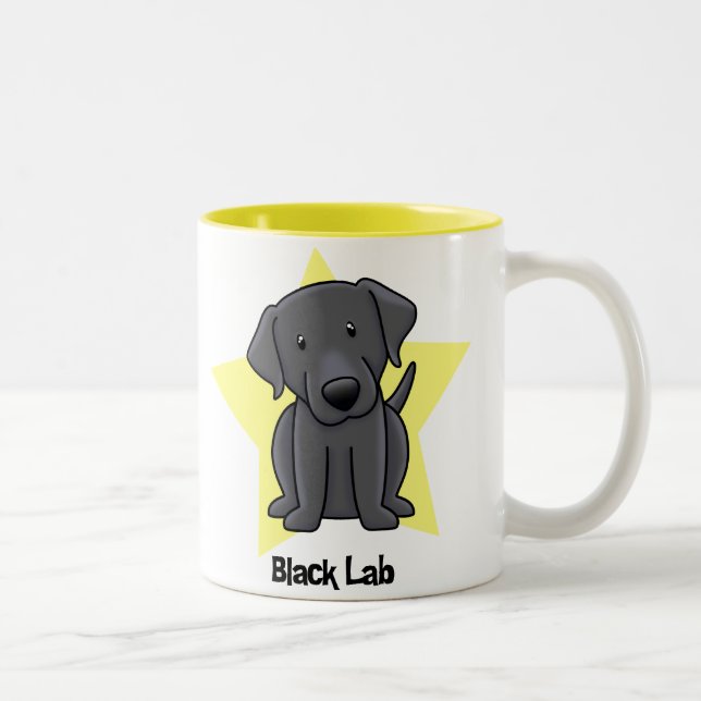 Svart lab Kawaii stjärna Två-Tonad Mugg (Höger)