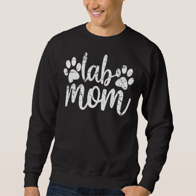Svart lab Lab Mamma Passande Lång Ärmad Tröja (Framsida)