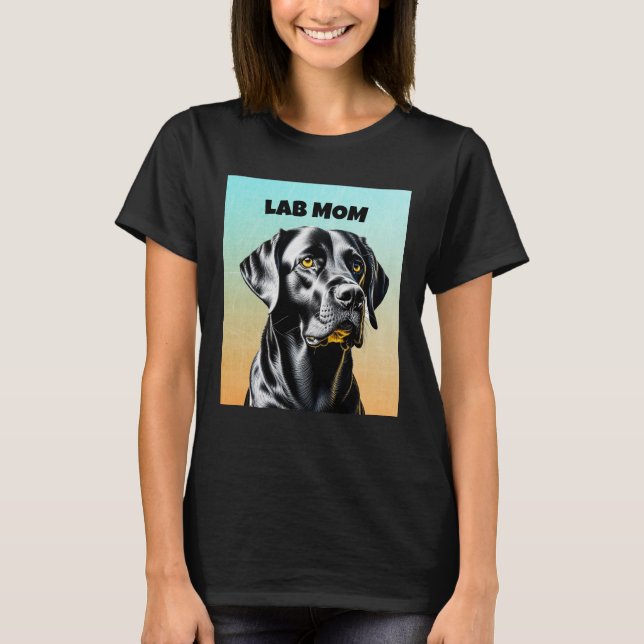 Svart Lab | Labb Mamma Hundälskare T Shirt (Framsida)