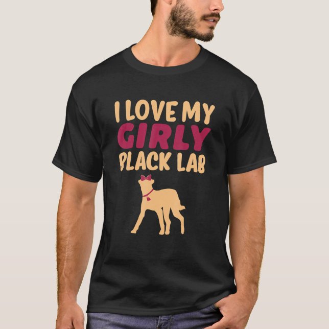 Svart lab Labrador Funny Girl Hund Gender Valp Rev T Shirt (Framsida)