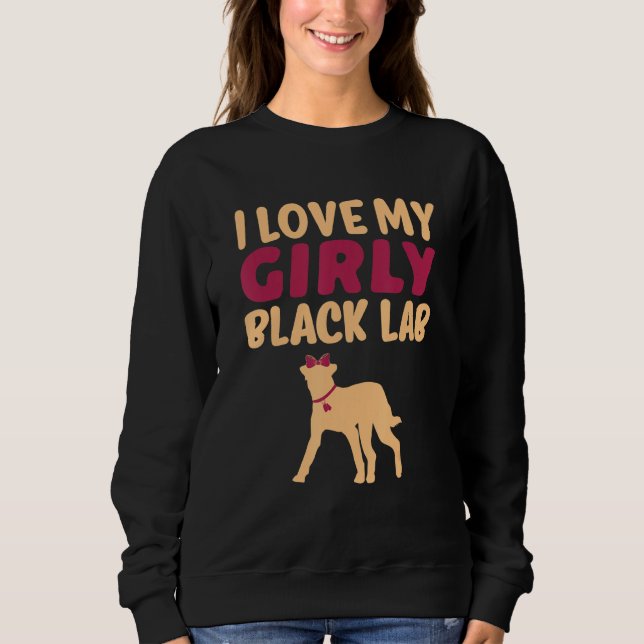 Svart lab Labrador Funny Girl Hund Gender Valp Rev T Shirt (Framsida)