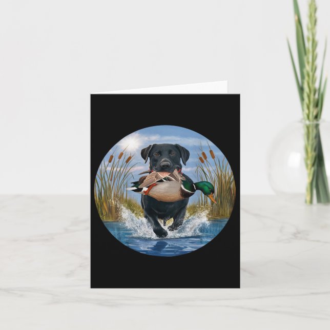 Svart lab Labrador Hunting Ankor Waterfowl Gult Kort (Framsida)