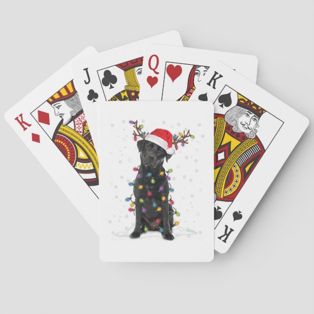 Svart lab Labrador Julgran Light Pajama Hund Casinokort (Baksidan)