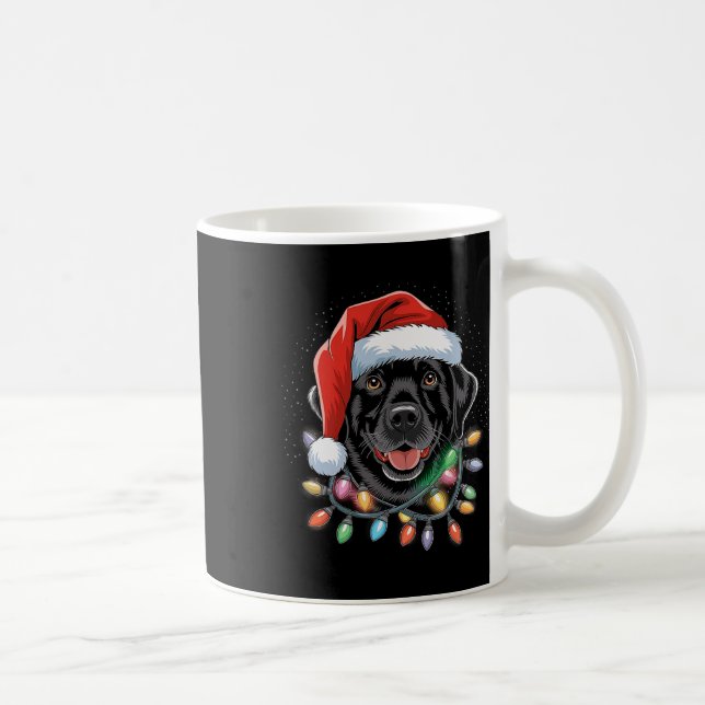 Svart lab Labrador Julgran Light Pajama Hund Kaffemugg (Höger)